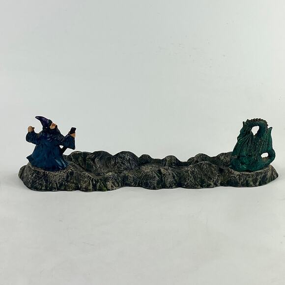 Vintage Wizard & Dragon Resin Incense Holder Signed Kim '99 14" Fantasy Decor - Picture 4 of 11